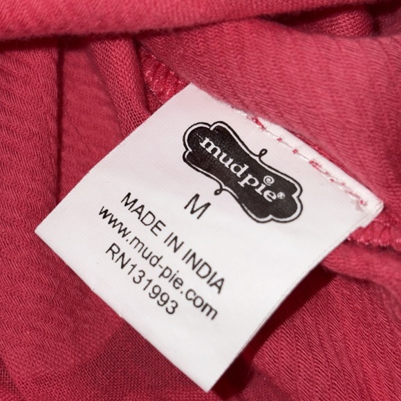 Mudpie Women's Tunic Top Size Medium pink, ruffled, textured polka dot - Picture 8 of 9